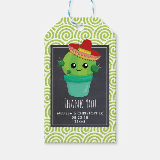 Cute Big-Eyed glimlach Cactus in Red Sombrero Cadeaulabel (Voorkant)
