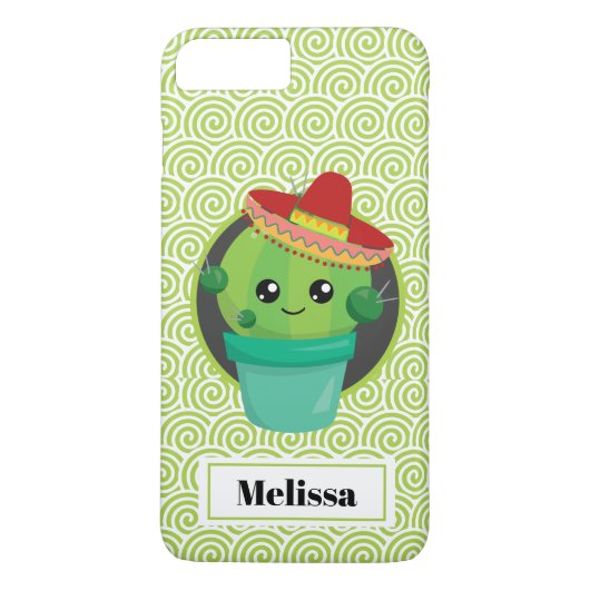Cute Big-Eyed glimlach Cactus in Red Sombrero Case-Mate iPhone Case (Achterkant)