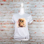 Cute Big Eyed Owl on Pink Background Graphic T-shirt