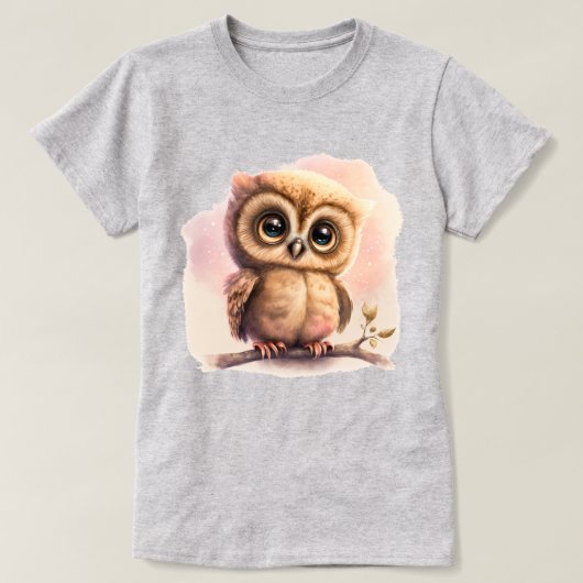 Cute Big Eyed Owl on Pink Background Graphic T-shirt (Design voorkant)