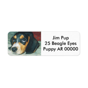 Cute Big Eyes Beagle Puppy Etiket