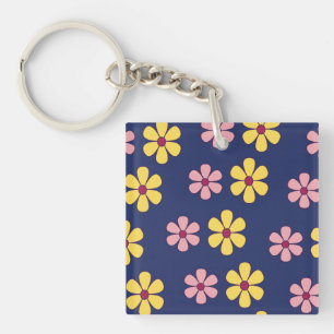 Cute big flower patroon sleutelhanger
