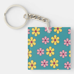 Cute big flower patroon sleutelhanger
