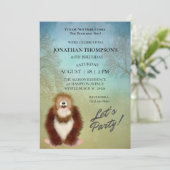 Cute Big Foot/ Sasquatch Birthday Party Invitation Kaart (Staand voorkant)
