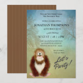 Cute Big Foot/ Sasquatch Birthday Party Invitation Kaart (Voorkant / Achterkant)