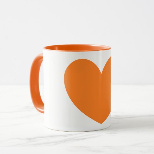 Cute Big Oranje Heart Print Coffee Mok (Voorkant links)