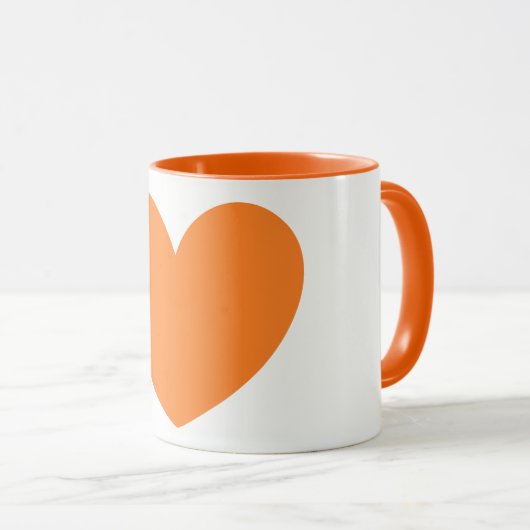 Cute Big Oranje Heart Print Coffee Mok (Voorkant rechts)