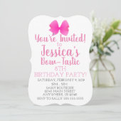 Cute Big Pink Girly Bow Bow-Tastic Birthday Party Kaart (Staand voorkant)