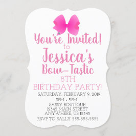 Cute Big Pink Girly Bow Bow-Tastic Birthday Party Kaart