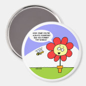 Cute Big Red Flower and Bee Cartoon Art Magneet (Voorkant / Achterkant)