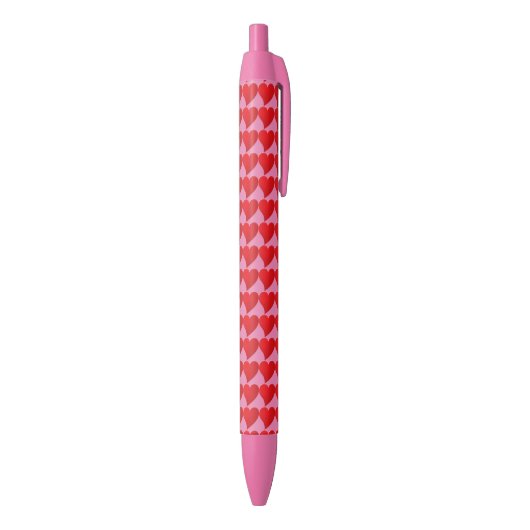Cute Big Red Hearts roze patroon Zwarte Inkt Pen (Achterkant (Verticaal))