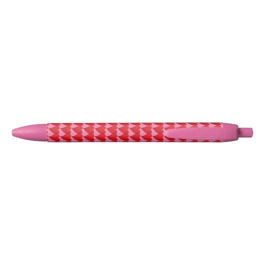 Cute Big Red Hearts roze patroon Zwarte Inkt Pen (Achterkant)