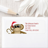 Cute Big Santa Hat Monkey Adresetiketten Etiket (Insitu)