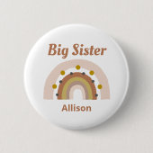 Cute Big Sister Boho Rainbow Persoonlijke naam Ronde Button 5,7 Cm (Voorkant)