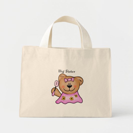 Cute Big Sister Teddy Bear in Pink Mini Tote Bag (Voorkant)