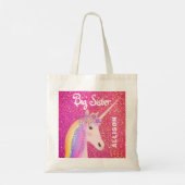 Cute Big Sister Unicorn Pink Glitter Speciaal Tote Bag (Achterkant)