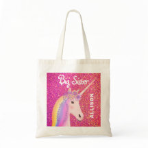 Cute Big Sister Unicorn Pink Glitter Speciaal
