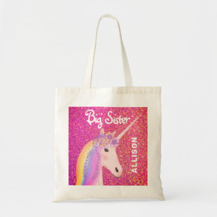Cute Big Sister Unicorn Pink Glitter Speciaal Tote Bag