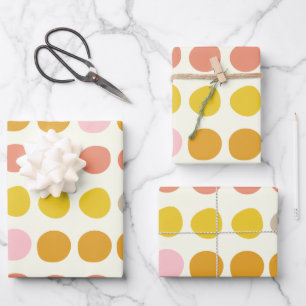 Cute Big Stippen Pattern in Yellow Pink en Coral Inpakpapier Vel