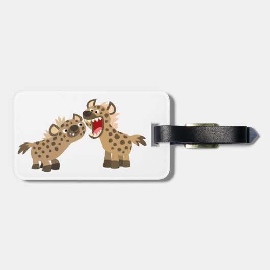 Cute Big Teethed Cartoon Hyenas Bagagelabel (Achterkant horizontaal)
