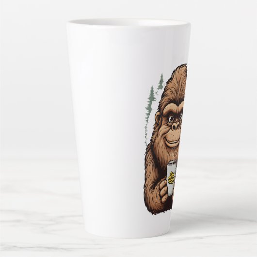 Cute Bigfoot Drinking Coffee  Funny Sasquatch  Latte Mok (Voorkant)