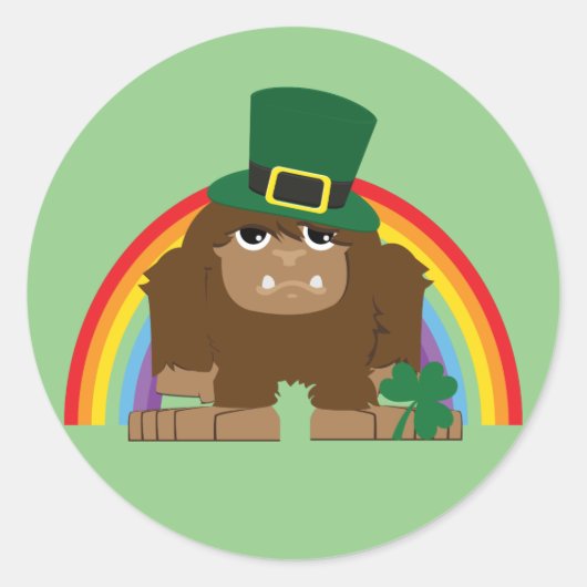 Cute Bigfoot Leprechaun Ronde Sticker (Voorkant)