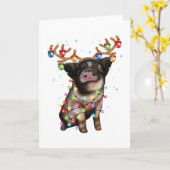 Cute Biggetje, Varkensliefhebber Grappig Kerstcade Kaart (Gele Bloem)
