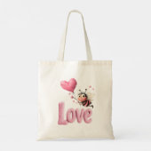 Cute Bij Fluffy Roze Liefde Hart Ballon Tote Bag (Achterkant)