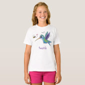 Cute bij kolibrie cartoon illustratie t-shirt (Voorkant volledig)