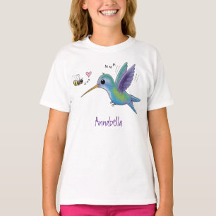 Cute bij kolibrie cartoon illustratie t-shirt