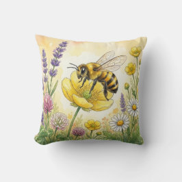 Cute Bij Op Een Bloem Kleine Insecten  Kussen