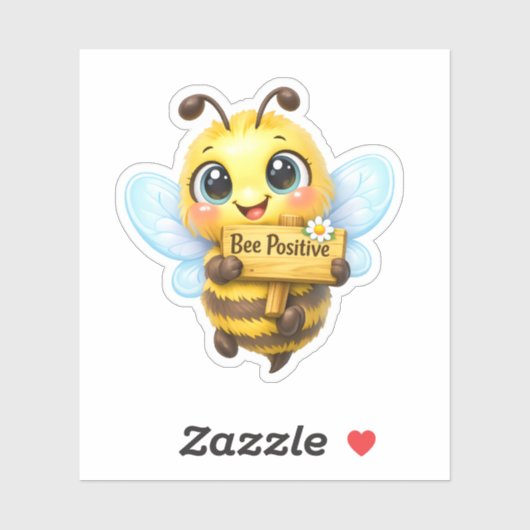 Cute Bij Positieve Whimsical Cartoon Sticker (Vel)