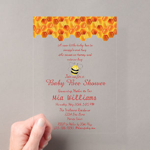 Cute Bij-Thema Baby Shower Acryl Uitnodigingen