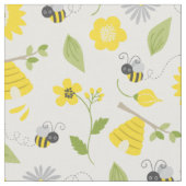 Cute bijen en Floral Pattern Stof (Close Up)