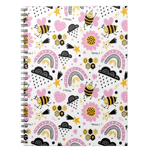 Cute Bijen en Regenbogen Notitieboek (Voorkant)