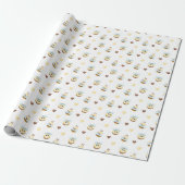 Cute Bijen & Harten Cadeaupapier (Uitgerold)
