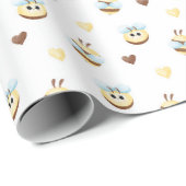 Cute Bijen & Harten Cadeaupapier (Rol Hoek)