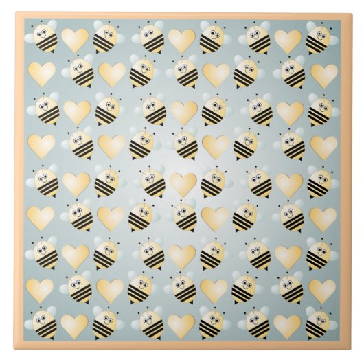 Cute bijen Honey Hearts Ceramic Tile Tegeltje (Voorkant)