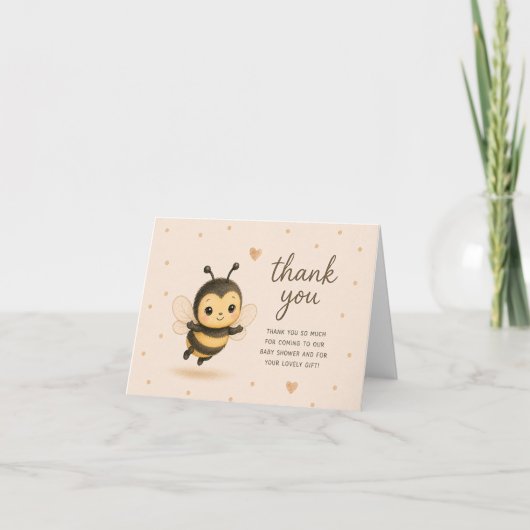 Cute Bijenbaby Shower Bedankkaart (Voorkant)