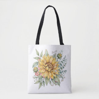 Cute Bijenzonnebloem Watercolor Tuin toteTassen Tote Bag