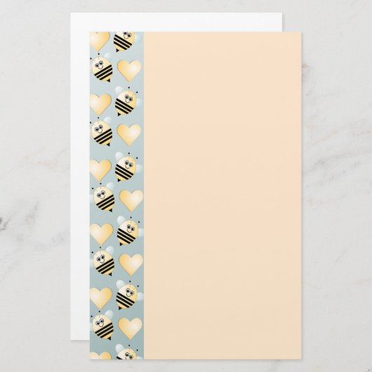 Cute bijes Honey Hearts Stationery Briefpapier (Voorkant / Achterkant)