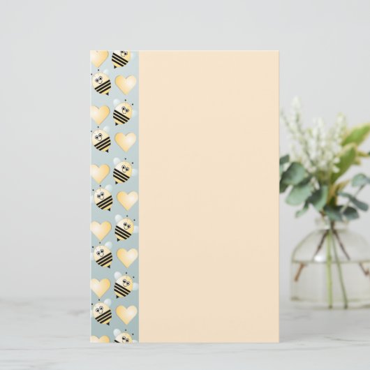 Cute bijes Honey Hearts Stationery Briefpapier (Staand voorkant)