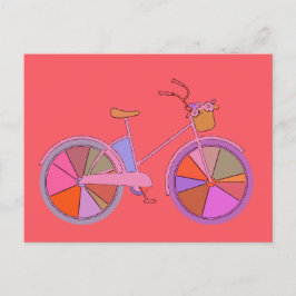 Cute  Bike in Whimsical Red Briefkaart