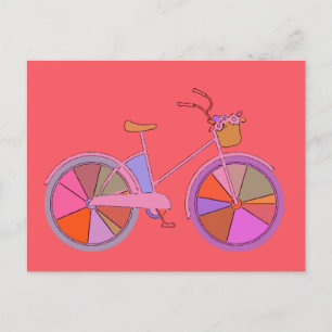 Cute  Bike in Whimsical Red Briefkaart