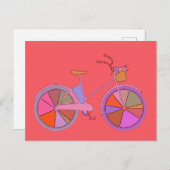 Cute  Bike in Whimsical Red Briefkaart (Voorkant / Achterkant)