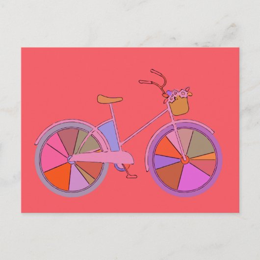 Cute  Bike in Whimsical Red Briefkaart (Voorkant)