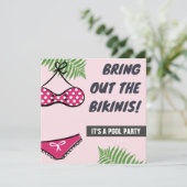 Cute Bikini Meisjes Uitnodiging Zwembad Feest (Staand voorkant)