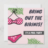 Cute Bikini Meisjes Uitnodiging Zwembad Feest (Voorkant)