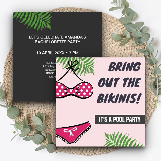 Cute Bikini Meisjes Uitnodiging Zwembad Feest