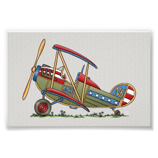 Cute Biplane Foto Afdruk (Voorkant)